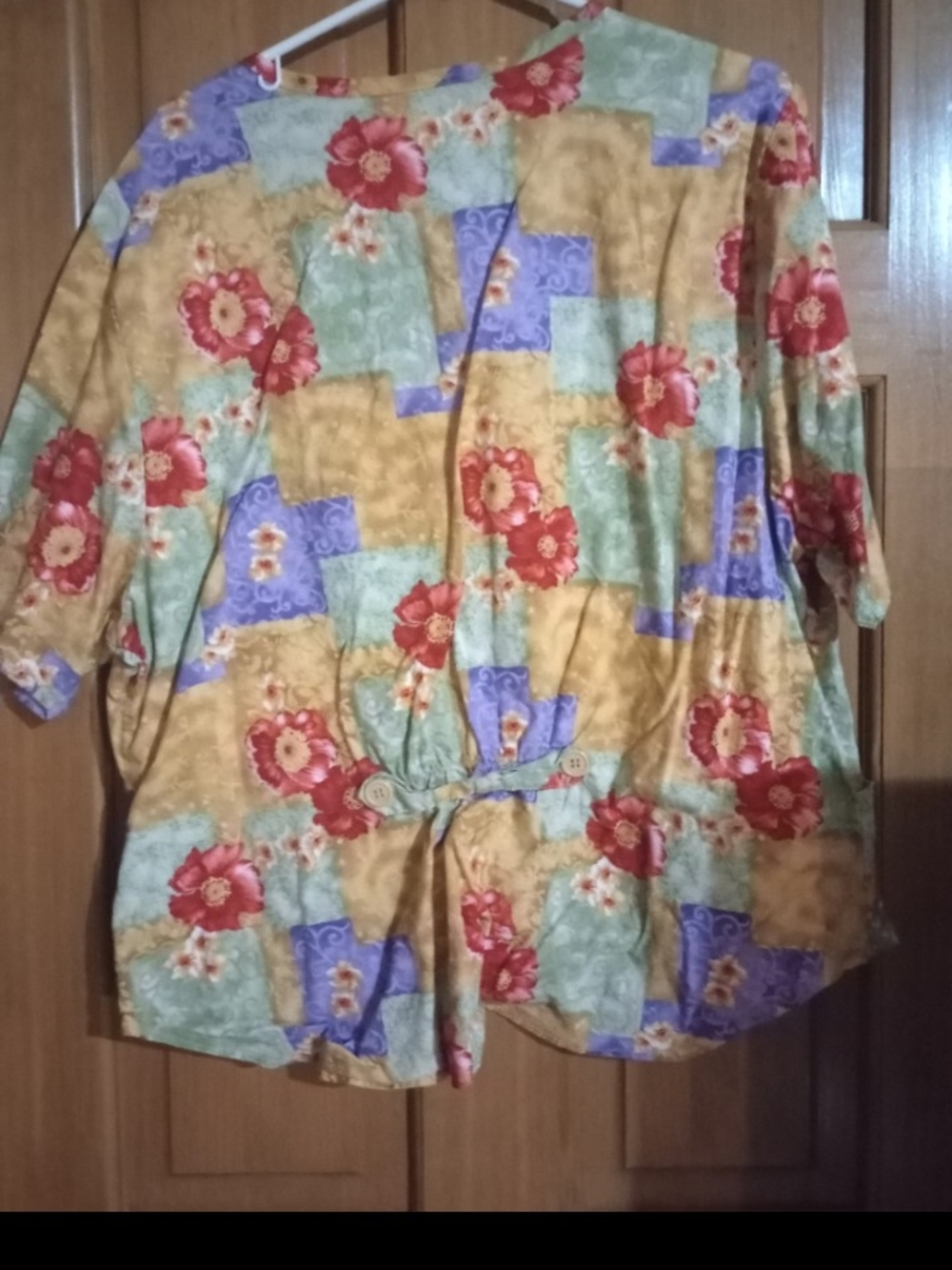 Crest Multicolor Floral Patchwork Button-Front Top - Picture 3 of 3